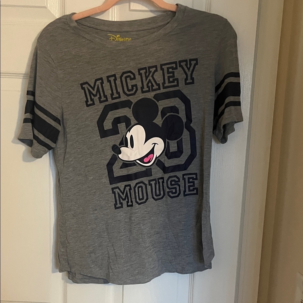 Disney Mickey Mouse Gray and Black Short Sleeve Tee